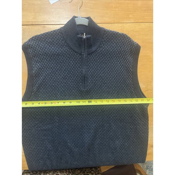 Robert Talbott Sweater Mens Large Gray Tweed 1/4 Zip Vest Sleeveless Merino Wool - Picture 5 of 9